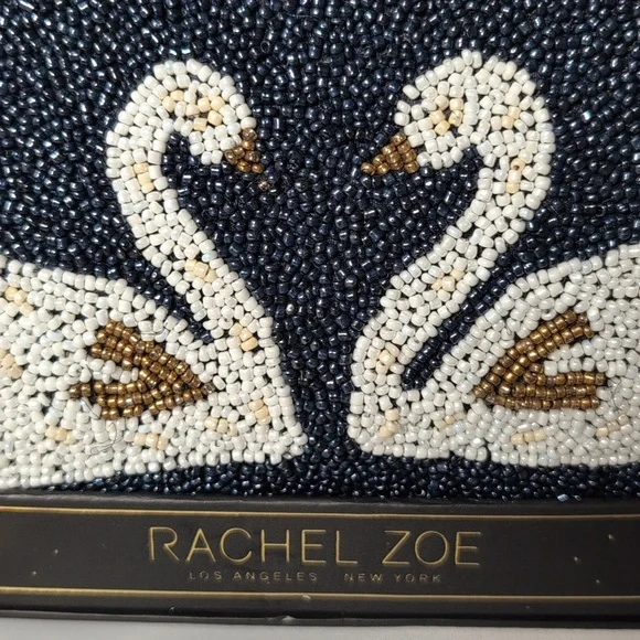 Rachel Zoe Beaded Clutch Purse with Swan Design - Picture 2 of 7